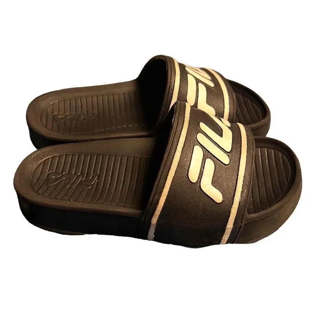 Fila Black & White Slides Sandals Children size 11